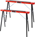 Heavy Duty Folding Saw Horses 2-Pack 275lbs Capacity Each Steel Portable Work Support for Garage Workshop Fast Open Legs &amp Fully Assembled