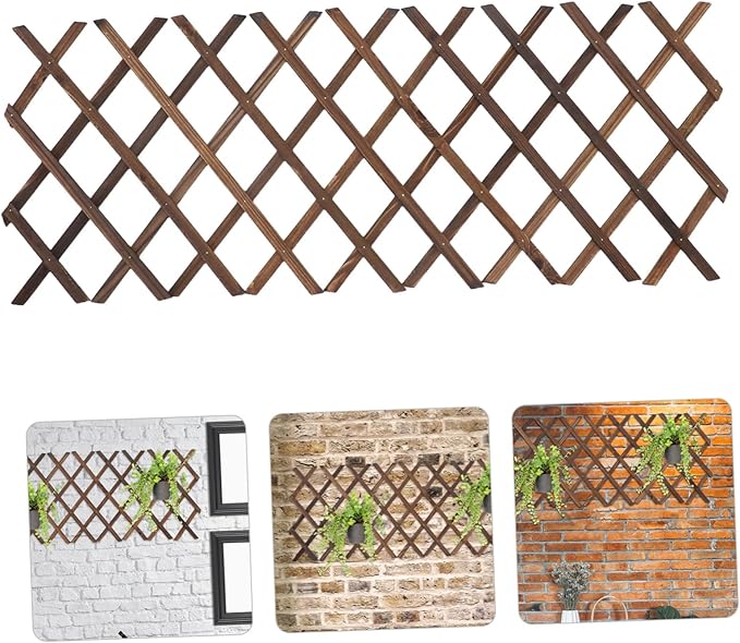 Expandable Wood Lattice Fence Rustic Garden Trellis for Climbing Plants Outdoor Balcony Patio Decor Adaptable Wooden Frame Supporting Vine Growth and Natural Elegance