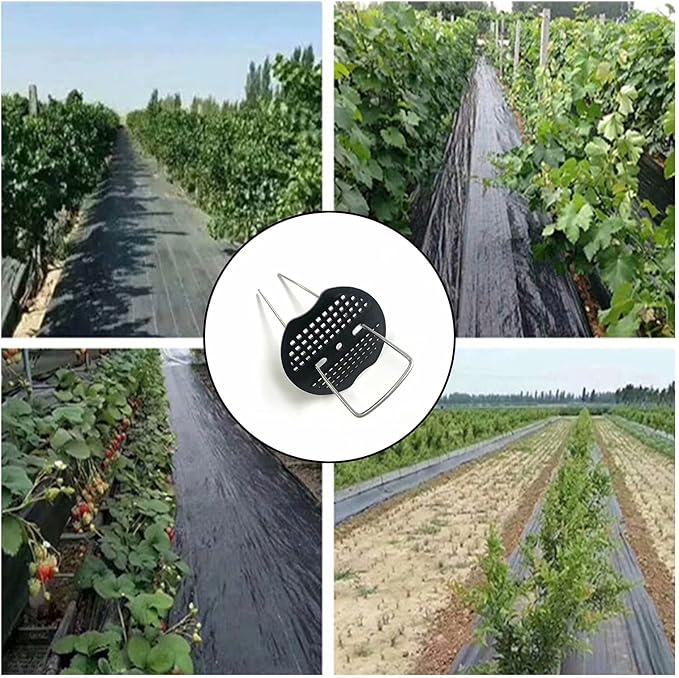 3.175oz 3 x 50 Feet Weed Barrier Landscape FabricHeavy Duty Weed Barrier Woven Weed Control Fabric Gardening Mat with 20Pcs Garden Sod Staples and Pads for Outdoor Garden Lawn Supplies