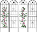 4 Pack Large Garden Trellis Heavy Duty Rustproof Iron Plant Trellis for Potted Plant Support Metal Climbing Rose Trellis Vine Vegetable CucumberBlack-71 H x 19.7 W