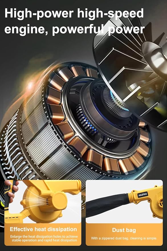 Cordless Leaf Blower for Dewalt 20V Max Battery (No Battery) Electric Leaf Blower Mini Leaf Blower 2-in-1 Handle Electric Blower and Vacuum Cleaner for Lawn Care/Dust(Battery Not Included)
