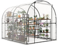Greenhouse for Outdoor - Walk in Greenhouse with Ventilated Mesh Windows Heavy Duty Metal Frame Weatherproof Cover Roll Up Door Large Plant Garden Hot House for Plants Seedlings - 8.2x6.6x6.6 ft