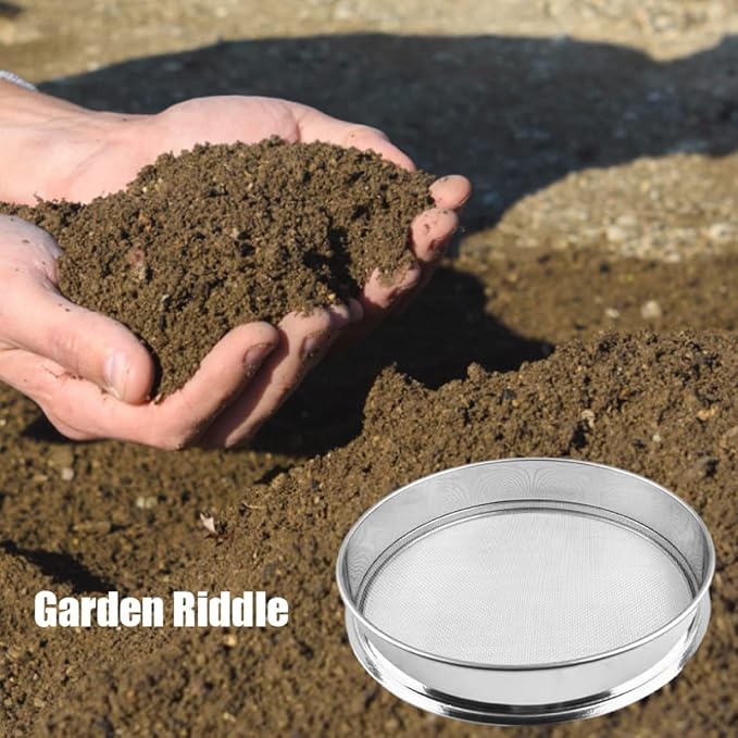 Garden Sieve Metal Soil Sieve Garden Riddle Mesh Sizes Garden Riddle Fine Mesh Soil Sieve Garden Sieve 0.3cm Grit for Stone Sand Gardening ToolGardening Sieve for Soil and Stones
