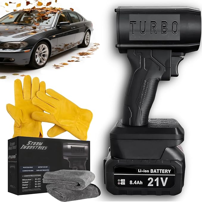 Double-Jet Blower v2.0 Cordless Storm Industries Blower Car Dryer 2026 Upgraded 160000 RPM 200 Mph Leaf Blower for Car Patio Snow Lawn Dryer (for Makita)