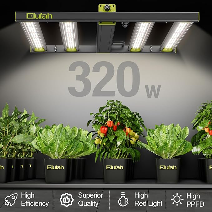 NHI3200 320W LED Grow Lights Commerial Full Spectrum Bar Style LED Grow Lamp for Indoor Plants Dimmable Daisy Chain 3X3ft Coverage Growing Lamp for Hydroponics Greenhouse Plant Growing