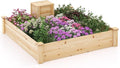 S AFSTAR Raised Garden Bed with Wood Composter 49 x 49 x 10 Open Base Fir Wood Garden Bed Outdoor Elevated Garden Box Raised Bed Above Ground Planter Box for Veggies Fruits Flowers Herbs