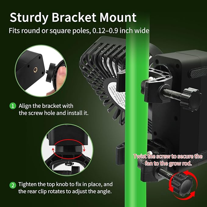 Grow Tent Fan 6” LCD Display with Sensor Adjustable Temp &amp Humidity Control 4-Speed 90° Oscillating Fan Strong Airflow for Indoor Growing Mushroom Box Desk Use