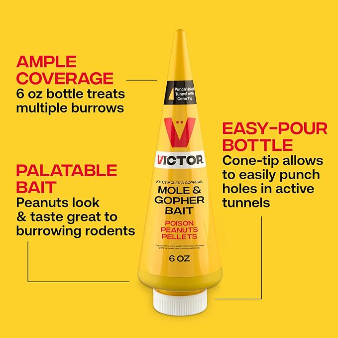 Victor M6006 Outdoor Mole &amp Gopher Poison Peanuts Mole and Gopher Killer Bait 4 Pack