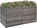 61.8x31.5 in Large Grey Rectangular Garden Planter Box Powder-Coated Steel &amp PE Rattan Raised Bed with Open Bottom for Outdoor Patio Balcony Deck