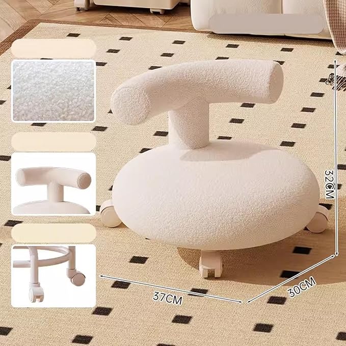Rolling Stool Pulley Stool Universal Wheel Low Stool Home Lazy Rolling Stool Back Small Chair Swivel Caster Wheels Pu Leather Small Stools for GardeningHome (Color4 30 * 37 * 32cm)
