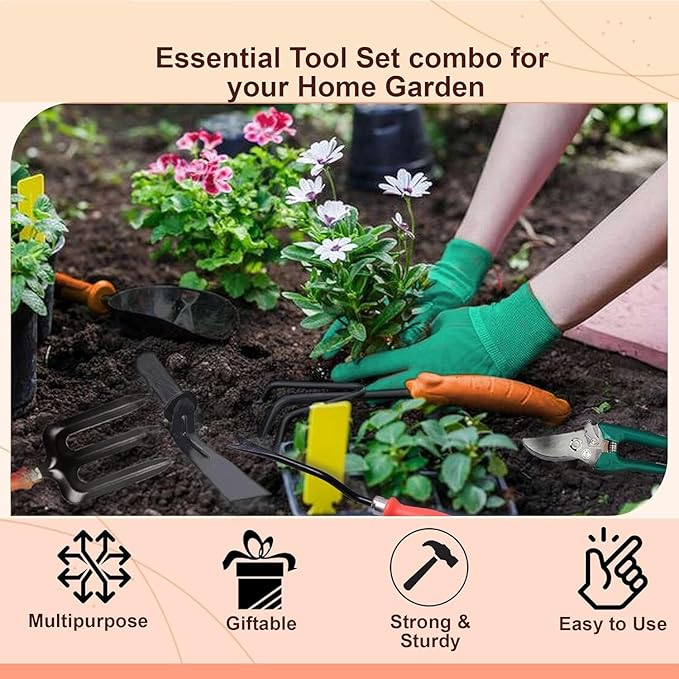 RK_Enterprises Garden Tool Set - 3 Pcs (Small Trowel 2 Inch Khurpi Weeder) | Terrace Gardening Accessories| Tools Kit for Home Gardening | Essential Farming Spade Shovel for Gardening | Tool Kit
