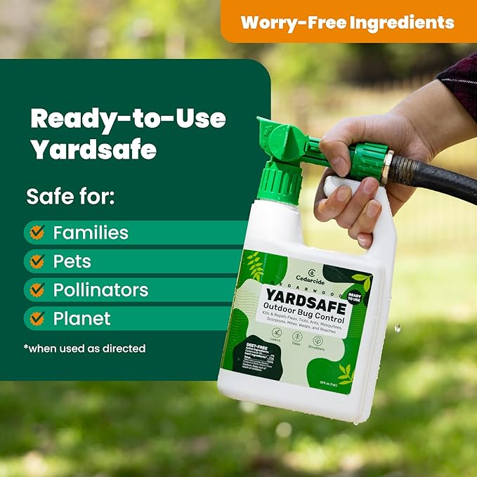Cedarcide YardSafe | Kills &amp Repels Mosquitoes Ticks Fleas Mites &amp More with Natural Essential Oils | Family &amp Pet-Safe | Eco-Friendly | 1 Quart (32 Oz.)