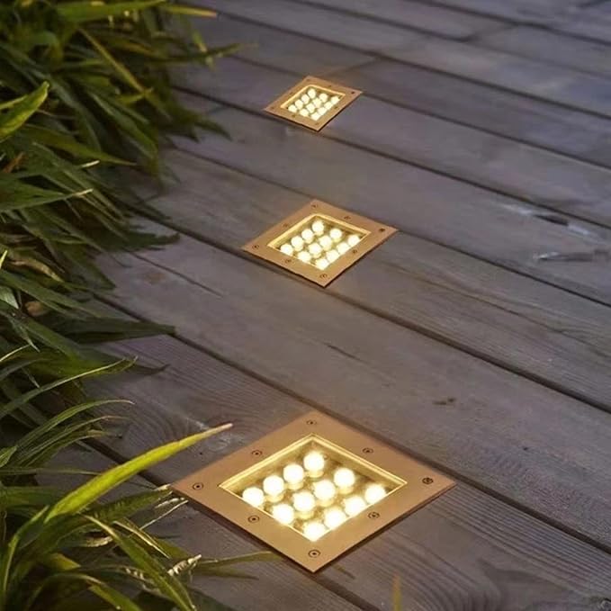 Square Underground Light Outdoor Ground Light IP66 Waterproof Garden Embedded Spotlight for Walkway Pathway Patio Step Deck Landscape Lamp AC85-110V