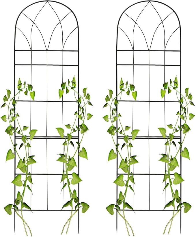2 Pcs Garden Trellis for Climbing Plants Outdoor 58 x 15 Cucumber Trellis Rustproof Metal Trellis for Tomatoes Vines Flower Beds Roses