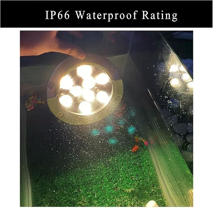 Outdoor Buried LED Landscape Lights - IP66 Waterproof Recessed Spotlights 24V Round Garden Underground Lights (Blue &amp Green 15W)