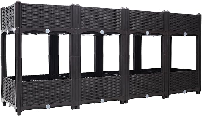 Planter Raised Beds Elevated Drainage Plug Raised for VegetableFlowerHerb Outdoor Standing Planter Beds Gardening KitBrown63x15.7x27.7 QB590