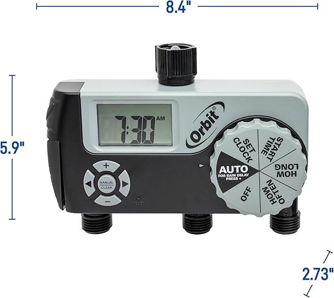 Orbit 56233D 3-Outlet Digital Watering Timer 3 valves Black and Gray