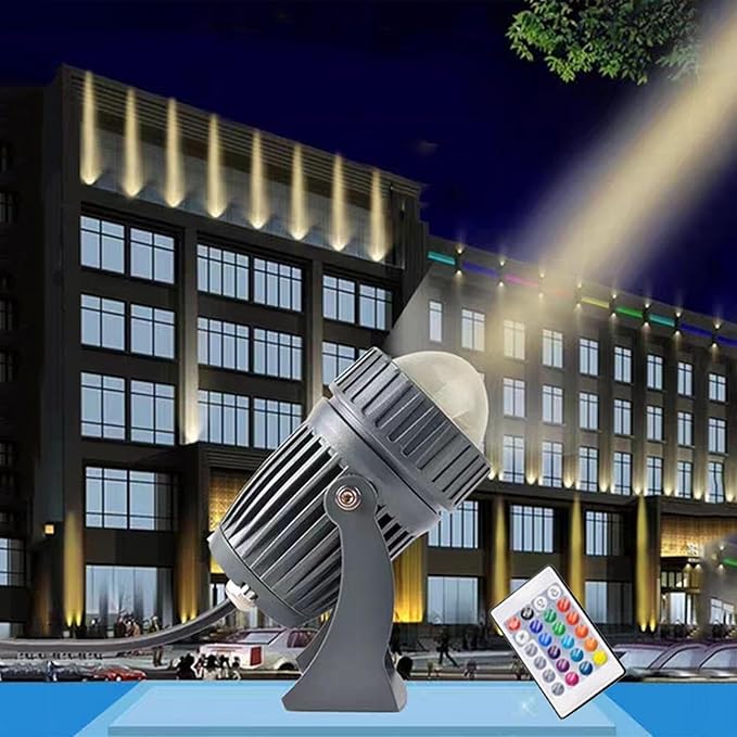 10W RGB LED Spotlight - Outdoor Wall Washer Light with Narrow Beam Angle AC 85-265V Landscape Projector for Building Exterior