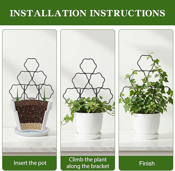 ZOUTOG 12 Pack Trellis for Climbing Plants Outdoor 15 InchRustproof Metal Garden Trellis for Potted PlantsSturdy Houseplant Support Indoor Outdoor for Ivy Pothos Monstera Hoya Flower Vine (Flower)