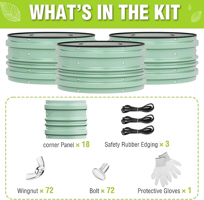 WORKPRO 3Pcs 2x2x1ft Galvanized Raised Garden Bed Set Rust &amp Corrosion Protection Easy Assembly Safe Edge Ideal for Vegetables &amp Flowers Green