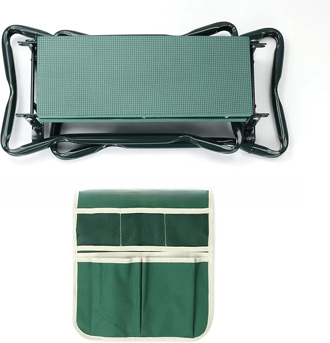 Garden Kneeler Seat with Tool Pouch Foldable Kneeling Pad Non-Slip