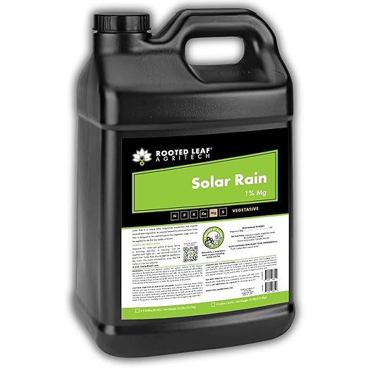 Solar Rain - Carbon Based Magnesium Foliar Spray Concentrate Nutrients That are 100% Bioavailable for Garden Vegetables Grass Cactus Lawns Potted Trees Bamboo - 2.5 Gallon