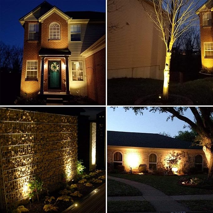 Youngine Pack of 2 12V Low Voltage LED Landscape Lights Waterproof Outdoor Walls Trees Flags Spotlights 5W COB Garden Yard Path Lawn Light with Spike Stand (Warm)NO Plug