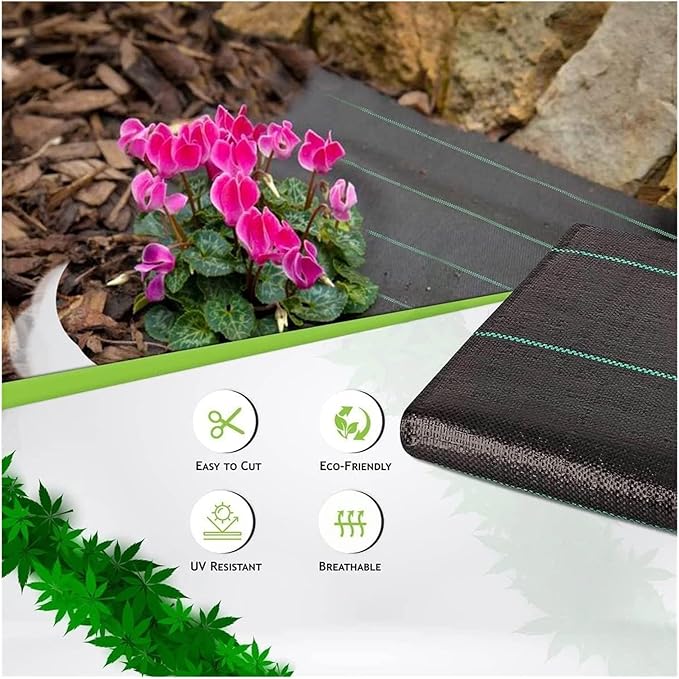 Driveway Fabric Weed Barrier Landscape Fabric Weed Control Film Garden Ground Cover Landscape Fabric for Gardening Farming(1.52x31m/5x100ft)