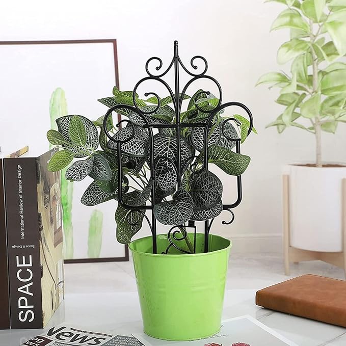 5 Pcs Plant Climbing Trellis Small Garden Plastic Fence for Potted Plants Outdoor Mini Garden Trellis for Climbing Plants Vine Ivy Flower Plant Suppor(Black)