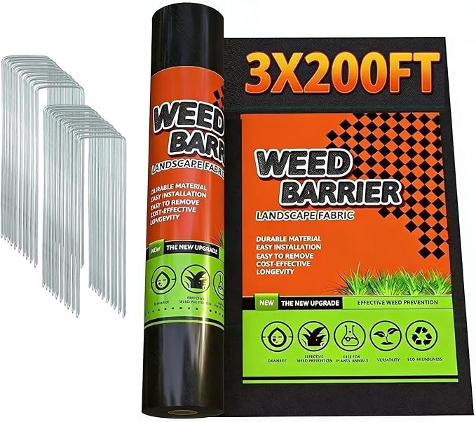 3Size Weed Barrier Landscape Fabric Heavy Duty Woven Ground Cover Weed Cloth Geotextile Fabric Driveway Fabric (3x200FT)