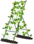 Cucumber Trellis A Frame Garden Trellis Vertical Plant Support with Netting for Raised Bed Backyard Gardening PE Coated Steel Climbing Trellis for Cucumbers Tomatoes Beans