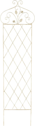 Garden Trellis- for Climbing Plants- 63 Decorative Lattice Metal Panel- for Vines Roses Vegetable Plants &amp Flowers by Pure Garden (Antique White)