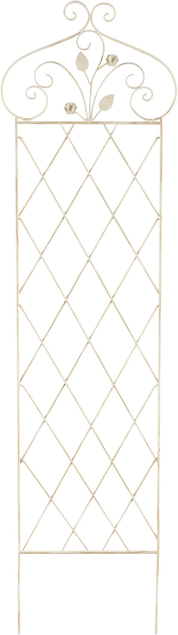 Garden Trellis- for Climbing Plants- 63 Decorative Lattice Metal Panel- for Vines Roses Vegetable Plants &amp Flowers by Pure Garden (Antique White)