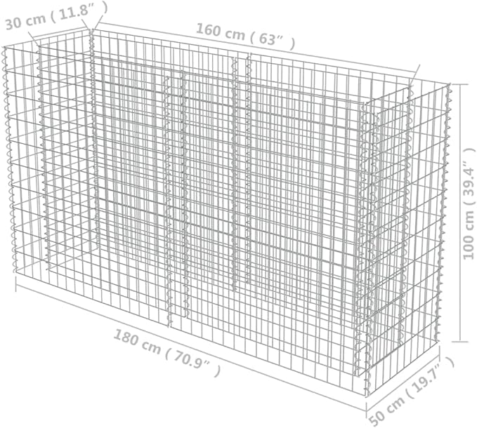 YAFF Gabion Raised Bed-HexagonalOutdoor Landscape for GardenBackyardPatioBalcony70.9x19.7x39.4