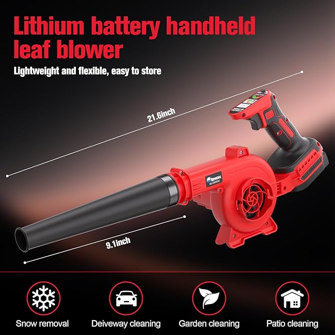 20V Cordless Leaf Blower - 4-Speed Electric Blower Lightweight for Quick Yard Cleanup Patio Driveway &amp Dust Removal - Complete Lawn Care Blower Kit(Only ToolRed)