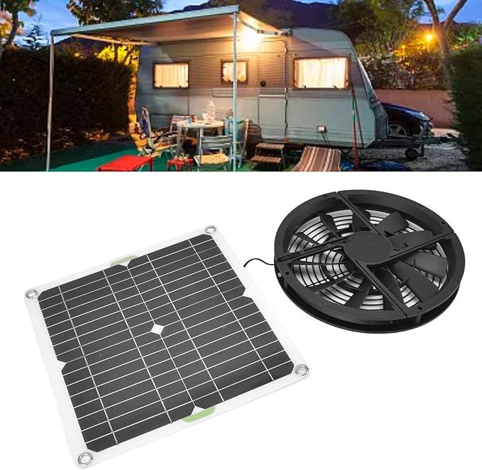 Solar Panel Fan Kit 10in 100w Round Exhaust Fan Portable Mini Ventilator for Chicken Coop Greenhouse Shed Pet