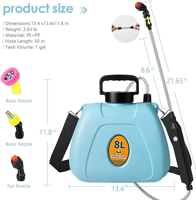 2 Gallon Battery Powered Garden Sprayer2025 Upgraded Electric Weed Sprayer with 3 Adjustable Speed Battery IndicatorRechargeable Retractable Wand with Adjustable Shoulder Strap for LawnGardenYard