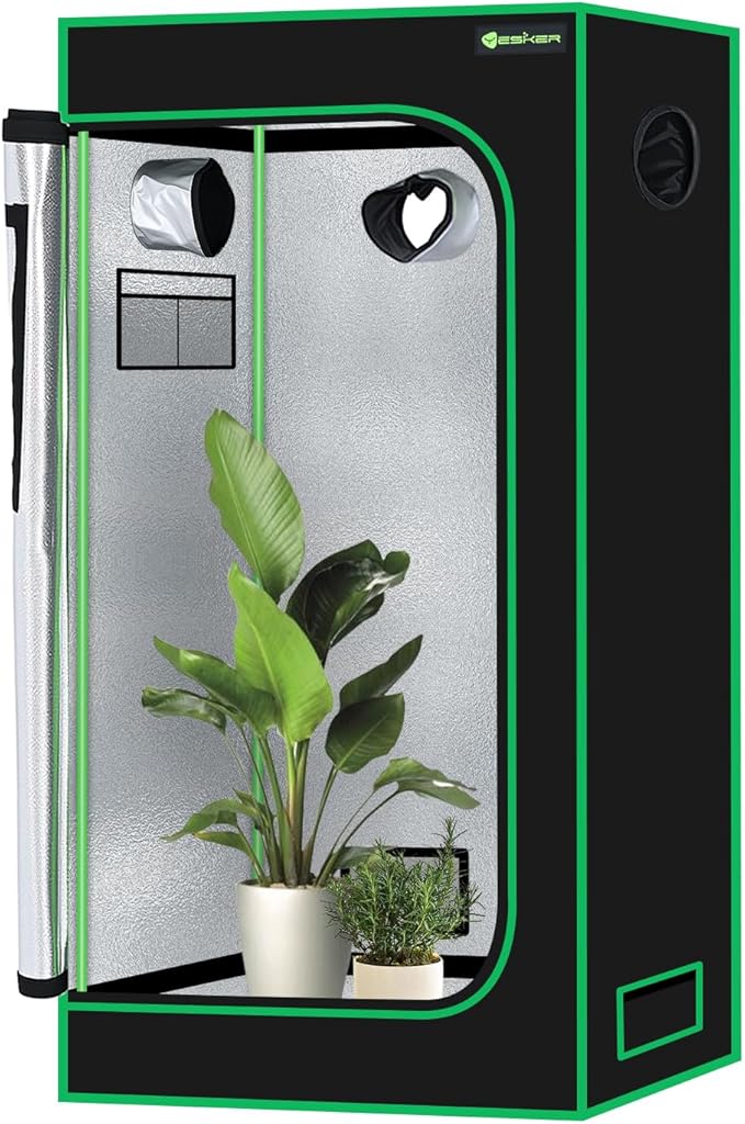 Yesker 2x2 Grow Tent 24x24x48 High Reflective Mylar Small Indoor Growing Tents 600D Oxford Cloth with Observation Window and Removable Floor Tray for Hydroponics Indoor Plants Fruit Flower Growing
