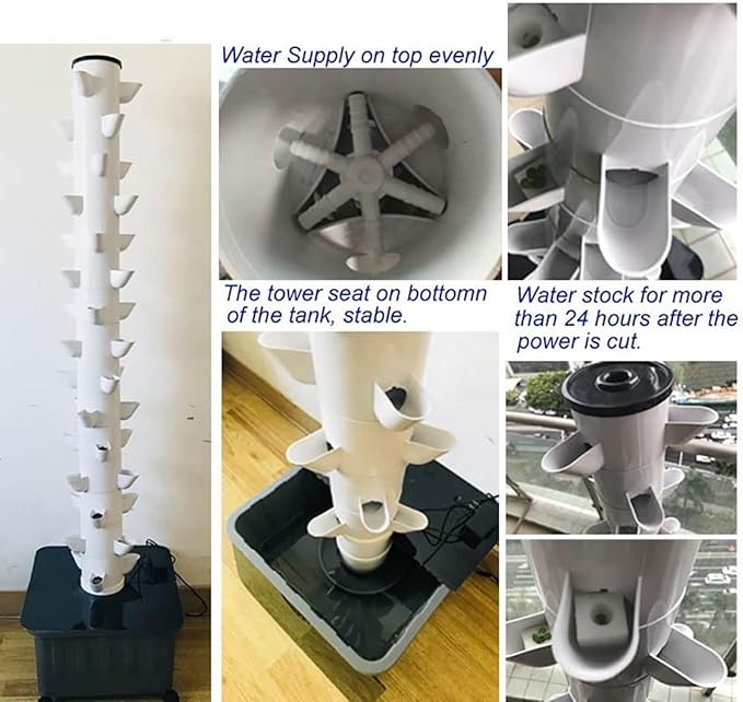 Grow Vertical Hydroponic Tower for Indoor Growing System Aeroponics with Moisturizing Pump Hydroponic Tower for Vegetables15holes