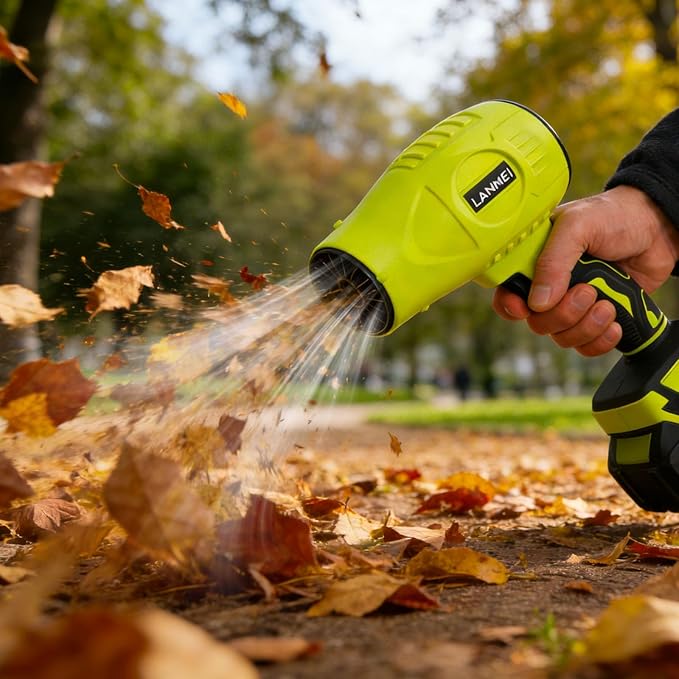 21V Cordless Leaf Blower with 2 * 3.0Ah Batteries and Charger High Power Turbo Jet Blower Lightweight Handheld Electric Blower for Lawn Care Yard Maintenance and Snow Clearing