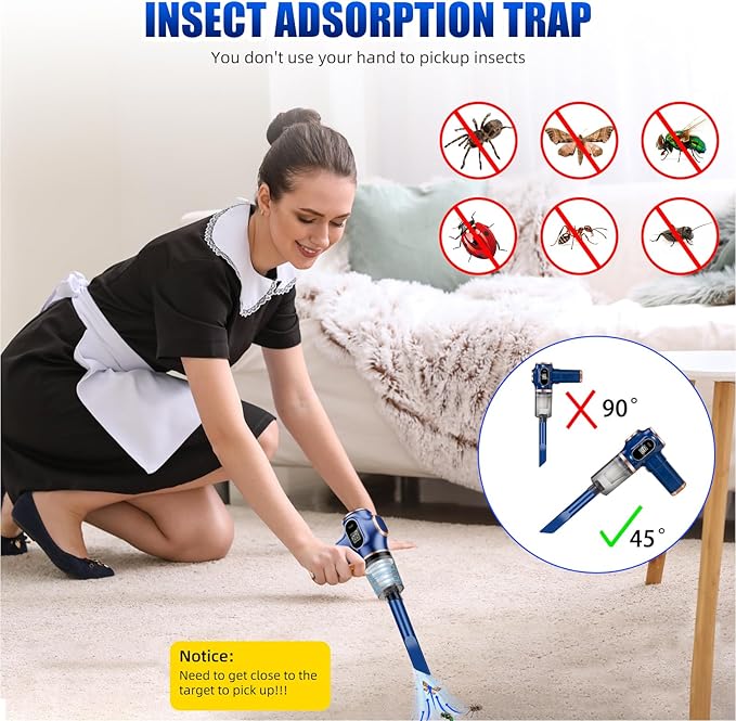 2025 Bug Vacuum CatcherSpider Killer Insect CatcherCordless Handheld Vacuum Cleaner for Car USB Rechargeable for Stink BugMothSpider Strong Suction 1pcs