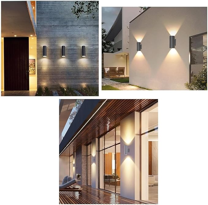 Double Head Up and Down Irradiation Outdoor Wall Washer Lights Spotlight Led Beam Light IP65 Waterproof Villa Courtyard Pillar Lamp 220V Exterior Landscape Lighting(Yellow24w)