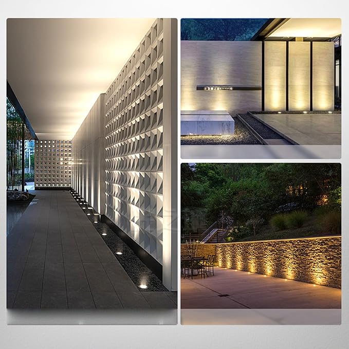 Outdoor Landscape Lights IP67 Waterproof Recessed Floor Lamp AC85-265V Round Lawn Step Light Ultra-Thin Deck Buried Spotlight for Driveway Patio Pathway Lighting(Red Light9 W)