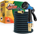 Flexi Hose Expandable Garden Hose with 8 Function Nozzle 75FT - Lightweight Retractable Garden Hose Water Hose - No-Kink Flexibility 3/4 Inch Solid Brass Fittings and Double Latex Core