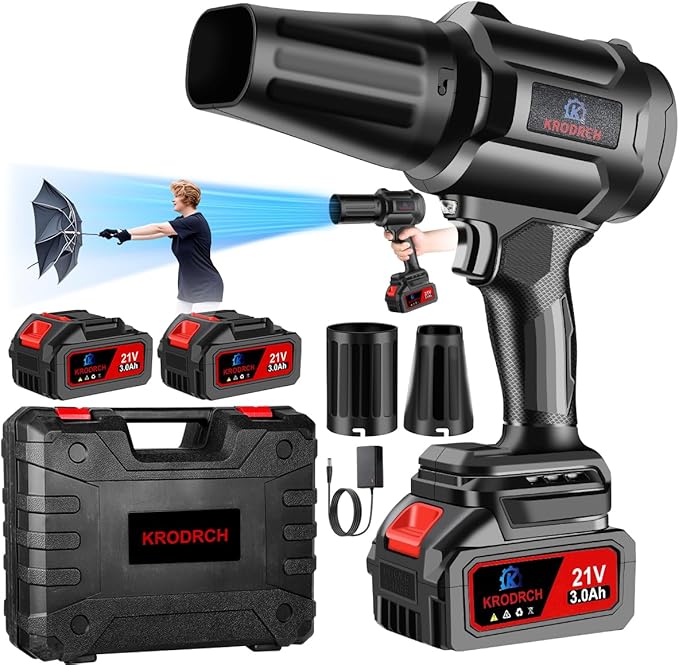 Electric Cordless Leaf Blower with 2 X 3.0Ah Batteries and Charger Included 300000RPM Handheld Leaf Blower Violent Leafs Blower for Lawn Care Garage Patio Car
