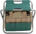 Heavy Duty Folding Backpack Stool Gardening Folding Stool with Detachable Storage Bag 600D Oxford Cloth Portable Garden Tool Stool for Gardeners and Patio Use (Silver)