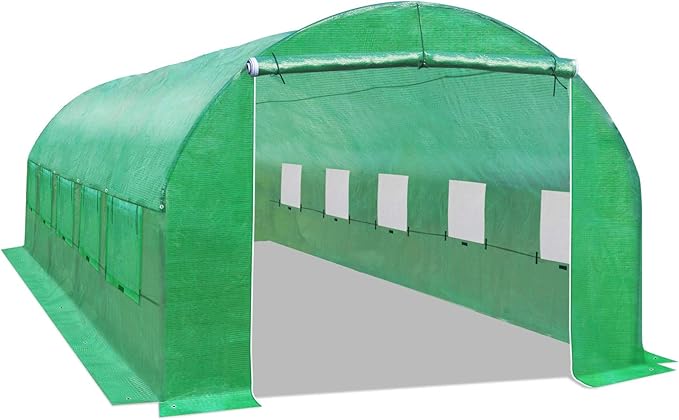 Strong Camel Greenhouse Replacement Covering for Outdoor Larger Hot Garden House  Support Arch Frame Climbing Plants/Flowers/Vegetables (24.6'X10' X 7' Cover)