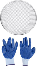 Soil Sifter Gardening Sand Soil Compost Sifter Stainless Steel 50kg Bearing Gardening Strainer with Anti Slip Gloves for Dirt Sand Filtration (10mm / 0.39in Hole)