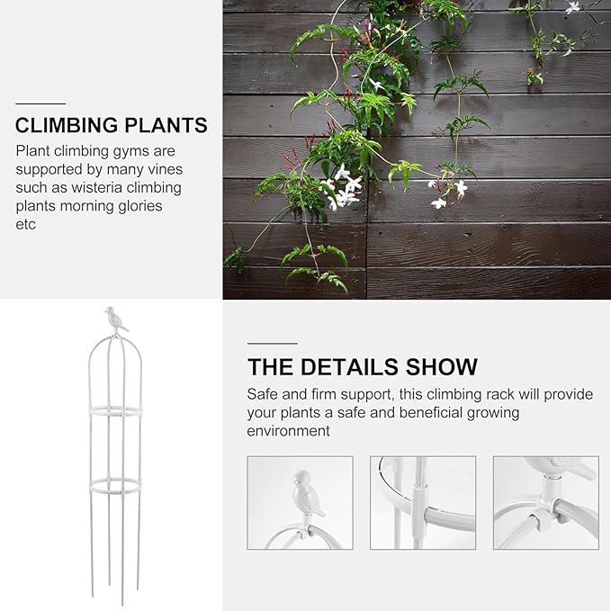 YARNOW Adjustable White Metal Plant Vine Climbing Rack Trellis for Garden and Outdoor Use 25cm Diameter X 120cm Height Practical Gardening Vine Support Shelf for Climbing Flowers