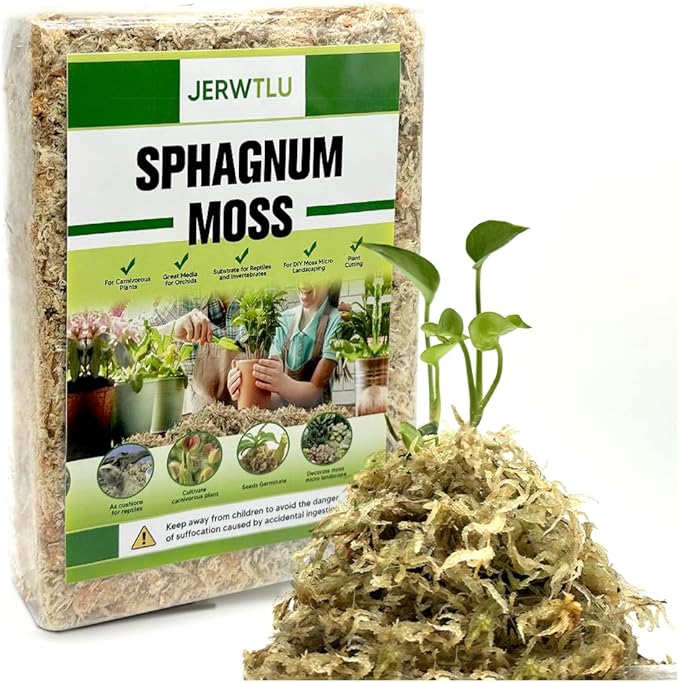Natural Long Fiber Sphagnum Moss 42QT for Orchid Potting Mix and Moss Pole for Plants Indoor. Ideal for Propagating Plants Maintaining Humidity for Reptiles Isopods in Paludarium Aquascape (12 OZ)